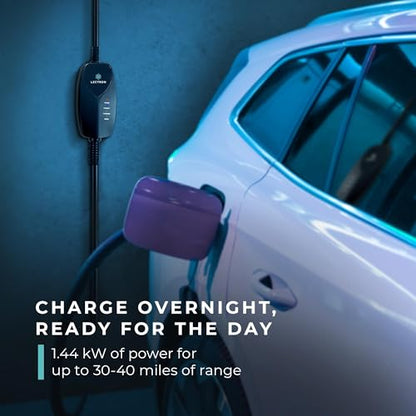 Lectron EV Charger, 16 ft Extension Cord & J1772 Cable - Portable Electric Car Charger for J1772 EVs and Plug-in Hybrid Vehicles (12A NEMA 5-15 with APP) - size: 12A NEMA 5-15 with APP