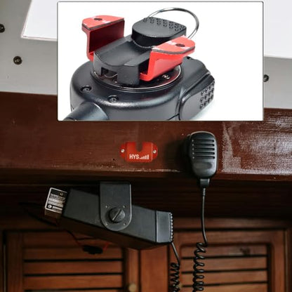 HYS Universal Ham CB Radio and Mic Hanger Holder Mounting Kit with Screws - color: Red, size: 1 Piece