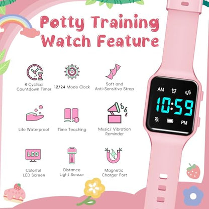 BEN NEVIS Potty Training Watch, Digital Toddler Watch with Countdown/Music/Alarm Clocks/Vibration Reminder and Waterproof, Remind Toddler to Go to The Toilet - color: 24-Pink