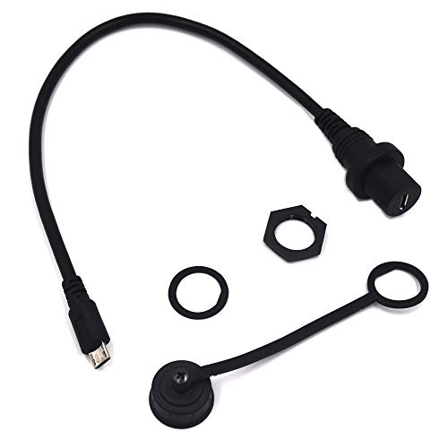 Micro USB 5 Pin Flush Mount Cable, 0.3 Meter Micro USB Male to Female Dashboard Panel Mount Extension Cord for Car Truck Boat Motorcycle - color: Micro USB Mount