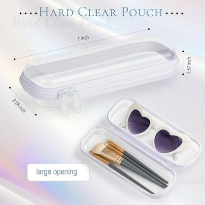 Sanwuta 6 Clear Hard Zipper Case, White, 7.87 x 2.56 x 1.57 Inch - color: White, size: 7.87 x 2.56 x 1.57 Inch