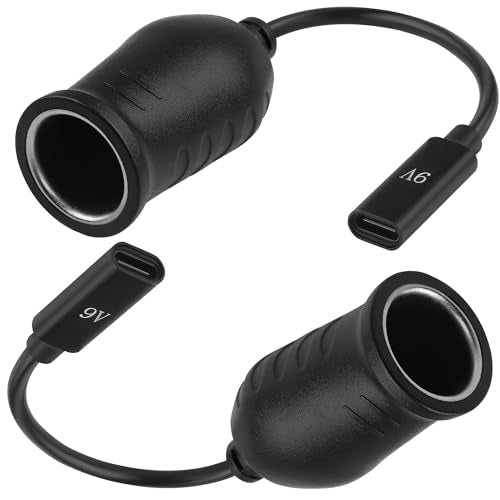 USB C to Cigarette Lighter Adapter Type-C Socket Charging Cable,Compatible with Dash Cam,GPS,Car LED Lights (9V Type-C Female to Cigarette Lighter Socket Charging Cable, 0.2M/0.65FT) - size: 0.2M/0.65FT, style: 9V Type-C Female to Cigarette Lighter Socket