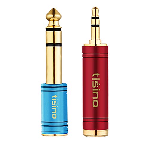 Tisino Headphone Adapter Kit, 1/4" to 1/8" Stereo Adapter, Red & Blue, 2PCS - size: Red & Blue
