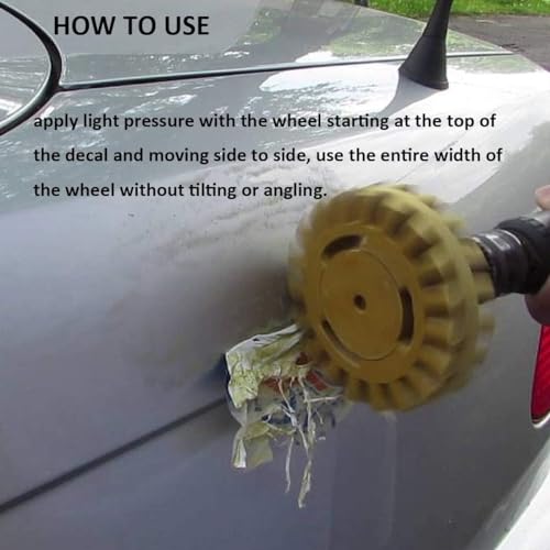 4PCS Decal Remover Eraser Wheel Tool Kit, 4inch Rubber Power Drill Attachment with Adapter for Removes Car Adhesive, Pinstripe, Sticker, Vinyl.