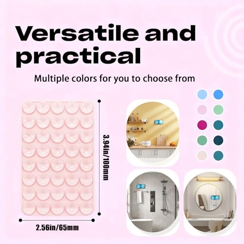 3Pcs Silicone Suction Phone Mount with Adhesive Base - Universal Anti-Slip Holder for iPhone, Samsung, Google Pixel & More -Surface Grip for Car Dashboard, Window, Mirror, Tile (Light Pink)