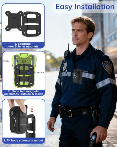 Body Camera Mount,Universal Strong Magnet Cam Holder Stick to Clothes Prevent Moving,Compatible with All Police Camera Models