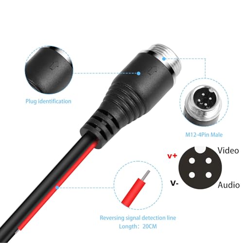 4Pin Backup Camera 4 Pin Backup Camera Extension Cable with Trigger Wire Dash Cam Rearview Camera Extension Cord for CCTV Rear Camera Truck Trailer RV (20m / 65.6ft)