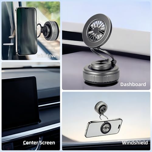 Magnetic Vacuum Car Phone Holder 360° Adjustable Foldable - color: Silver, size: GY-X25