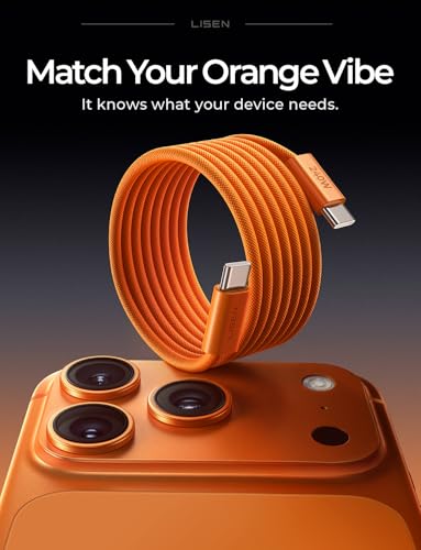 LISEN USB C to USB C Cable, 240W Fast Charging Cable (10FT+10FT) - color: Orange, size: 10FT+10FT
