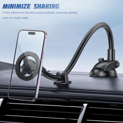 Gooseneck Car Phone Holder, Long Arm Vehicle Windshield & Dashboard Cellphone Mount with Strong Suction Cup, Anti-Shake Auto Interior Smartphone Stabilizer, Universal Fit (T006) - size: T006