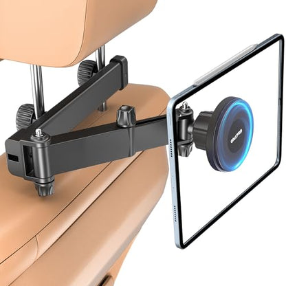 OHLPRO Car Headrest Tablet Holder, iPad Holder for Back Seat with Foldable Telescopic Arm, Magnetic Mount with MagSafe Compatibility for Phones, Fits iPad, Tablet, Road Trip Essentials for Kids