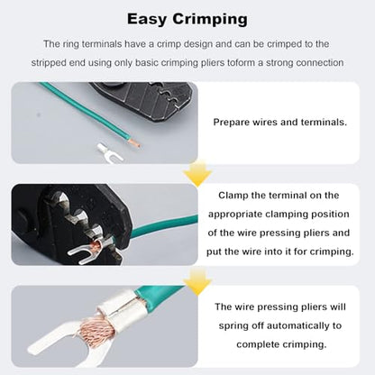 100Pcs #10 Non-Insulated Fork Terminal,16-14 AWG Brazed Seam Red Copper Wire Connectors,Crimp Connector Terminal Kit (Fork #10 100PC, AWG16-14) - size: AWG16-14, style: Fork #10 100PC