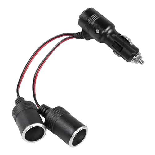 Sun Walker Car Cigarette Lighter Splitter, 1 to 2 Car Splitter Adapter Power Charger Port Socket with 15A Fuse, 2-Way Cigarette Lighter Extension Cord for 12/24 Volt Vehicles - color: 2-Way