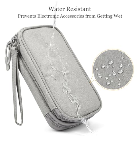 CAAORDKSO Travel Essentials 전자 정리함 케이스 테크 파우치, 코드 오거나이저 여행용 케이블 정리함 가방, 여행 액세서리, 충전기, 휴대폰, 보조 배터리, 하드 드라이브용 (라이트 그레이, 라지) - color: 라이트 그레이., size: Large