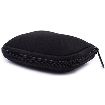 Zip Earbuds Earphone Holder Pouch USB Cable Organizer Small Portable Electronics Accessories Pouch Car Charger Coin Neoprene Soft Case Storage Bag for SD TF Card (Black)