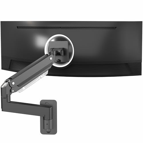 VIVO Premium Aluminum Heavy Duty Monitor Arm for Ultrawide Screens up to 49 inches and 44 lbs, Single Wall Mount, Pneumatic Height, Max VESA 100x100, Black, MOUNT-V101G1 - color: Black