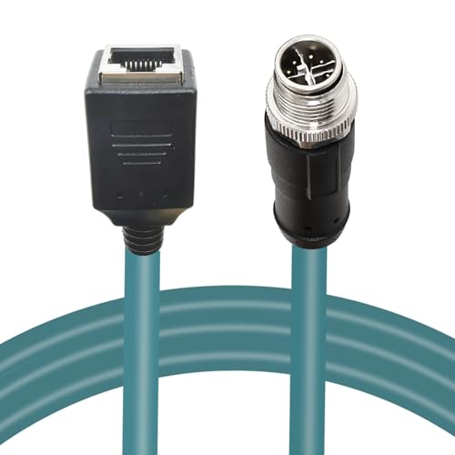 M12 X-Code 8 Pin Industrial Ethernet Cable, IP67 Waterproof Shielded Sensor Cable, Male to Female High-Flex Aviation Connector for Cognex Camera, PLC, Automation System - color: Male X-8pin to Female RJ45, size: 5m