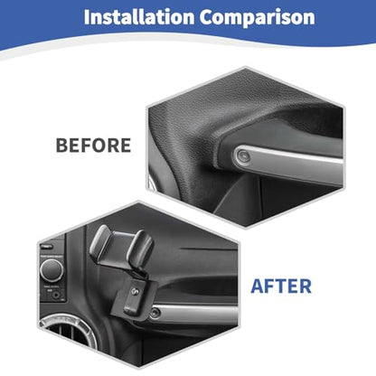 RT-TCZ for Wrangler JK Radio Mic Mount Holder, Passenger Grab Bar Walkie Talkie Phone Mount for Jeep Wrangler JK JKU 2011 2012 2013 2014 2015 2016 2017 - color: Black 11-17