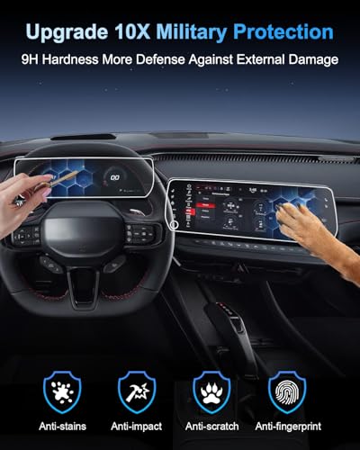 BIXUAN 2026 Charger Daytona For 2022-2026 Dodge Charger Daytona (R/T&Scat Pack) 12.3Inch Screen Protector -(2PCS) 2026 Charger Daytona Accessories HD Transparent Protective Nano Film - color: Charger Daytona 2024-2026 12.3"Navi+12.3“Dash