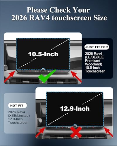 BIBIBO 2Pcs for New 2026 RAV4 Screen Protector 2026 Toyota RAV4 (LE/SE/XLE Premium/Woodland) 10.5-Inch Touchscreen+12.3"Dashboard [Tempered Glass Anti-Scratch Lessen Fingerprints] 2026 RAV4 Accessories(Not Fit 2026 RAV4 12.9"Display)