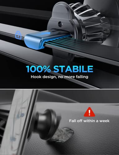 LISEN 2 Pack Magnetic Phone Holder for Your Car - 6 Military Magnets Vent Cell Phone Mount (Silver) - color: Sliver