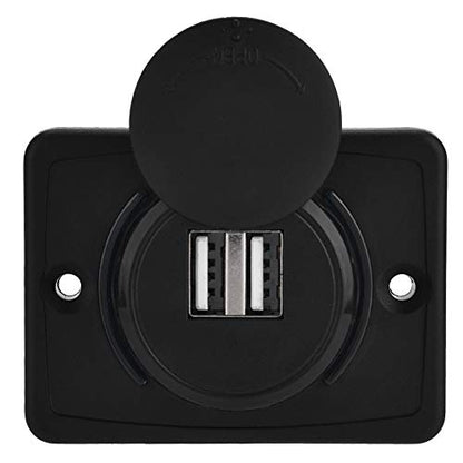 USB Car Charger, 12v 24v Mini Panel Dual Socket Power Adapter Outlet with Cap Quick Surface Mount Multi Device Charging for Cars Bus Boat Automotive Marine Truck Golf Cart Smartphone Laptop