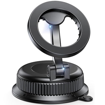 Magnetic Car Phone Holder for Dashboard, MagSafe Car Mount, Nano Gel Suction Car Phone Mount, Foldable Automotive Dashboard Phone Holder, 360° Rotatable for iPhone 17 16 15 14 13 12 Series - color: Black
