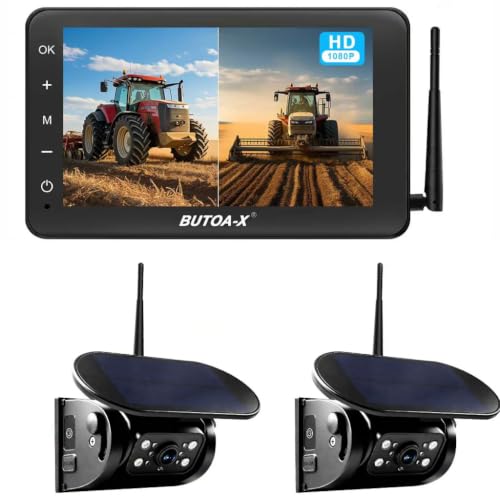 X7 2 Wireless Solar Magnetic Backup Camera for RV Truck - 15000mAh Battery Magnetic Hitch Camera 7” Monitor 320FT Range - 5th Wheel Hitch Gooseneck Travel Boat Horse Trailer Truck - size: 7" Monitor w/ 2-Cam