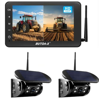 X7 2 Wireless Solar Magnetic Backup Camera for RV Truck - 15000mAh Battery Magnetic Hitch Camera 7” Monitor 320FT Range - 5th Wheel Hitch Gooseneck Travel Boat Horse Trailer Truck - size: 7" Monitor w/ 2-Cam