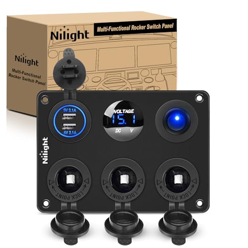Nilight 6 in 1 Charger Socket Accessory Power Outlet Panel 12V 24VDC - color: Cigarette Socket Panel