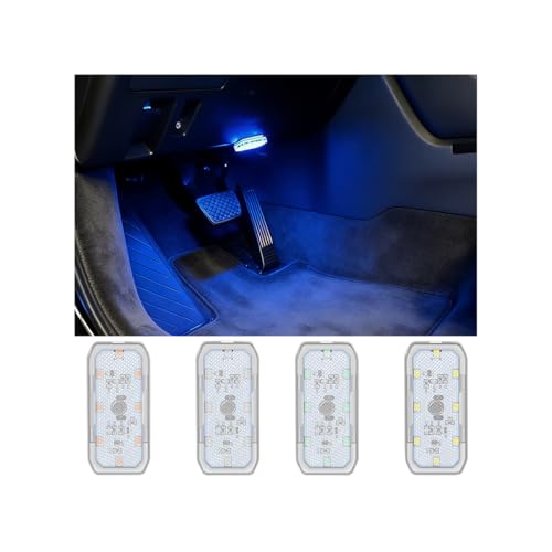 4PCS Wireless Car LED Lights, Magnetic Vehicle Ambient Light with 8 Bright LED Lamp Beads, Portable Automotive Interior Decorative Night Lamp, Universal for SUV RV Truck (Blue) - color: Blue