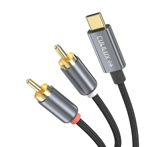 Cubilux USB C to 2 RCA Audio Cable, 6 Ft Type C Male to 2 RCA Jack Male Y Splitter, RCA to USB C Aux Cord for iPhone 16/15 Series, Samsung S25/S24/S23/S22 Tab S10/S9/S8/S7, Pixel 9/8/7 Pro - color: USB C, Grey, size: 6 Feet