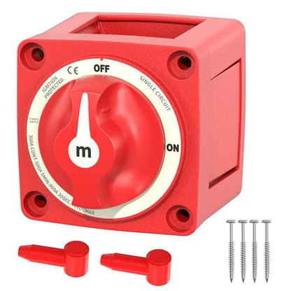 Battery Disconnect Switch 12V 48V Marine Battery Cut Off Switch 300A Heavy Duty Ignition Protected On/Off Battery Kill Switch for Car Boat RV ATV UTV Vehicles - color: 300A On-Off
