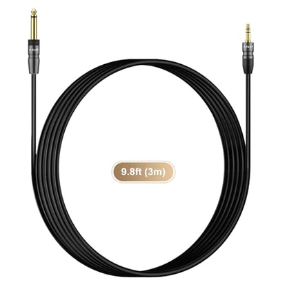 J&D 3.5mm to 6.35mm Stereo Audio Cable 9.8 Feet, 1/8 to 1/4 Cable, 3.5mm TRS Male to 1/4 Male Mono Interconnect Stereo Aux Jack Adapter Cable for Guitar, Bass, Home Theater Devices, Speaker - size: 9.8 Feet