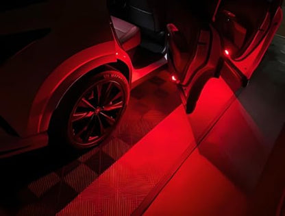 iJDMTOY Brillian Red 18-SMD Full LED Under Side Door Courtesy Lights Compatible with Toyota 2022-up Tundra, 2023-up Sequoia, Compatible with Lexus 2024-up GX550, Replace OEM Single LED Lamp - style: Red
