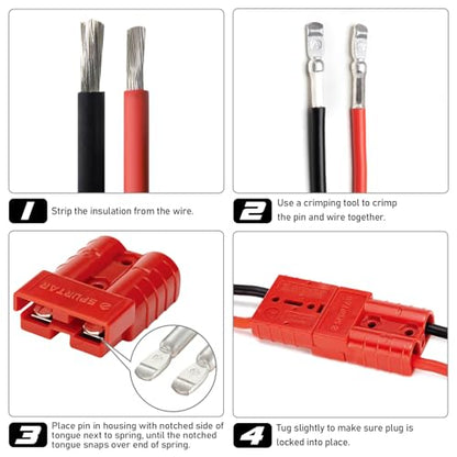 Spurtar 50A Battery Quick Connect/Disconnect, 2 Pack, 6-12AWG, Red - color: Red, size: 50A(2 Pack)