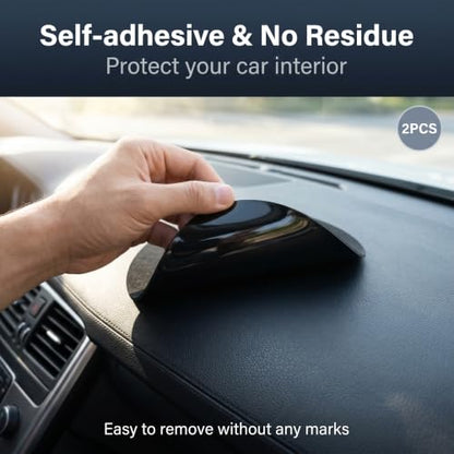 2 PCS Car Dashboard Non Slip Mat, High-tensile PU Washable Center Console Storage Pads for Phone & Keys, Stable Self-adhesive Mounting Pads, Universal Interior Accessories for Cars (Black)