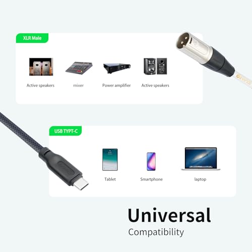 USB C to XLR Cable, Smartphone/Laptop to XLR Male Output Cable for Amplifier, Speaker, Mixer Console, etc 6.6 FT - color: 2M/6.6FT