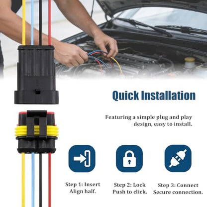5PCS 4 Pin Car Electrical Wire Connector, Waterproof Male and Female Vehicle Terminal Wire Connectors Plug, Automotive Wire Plug Socket Kit, Universal for Sedan Truck Motorcycle - size: 4 Pin