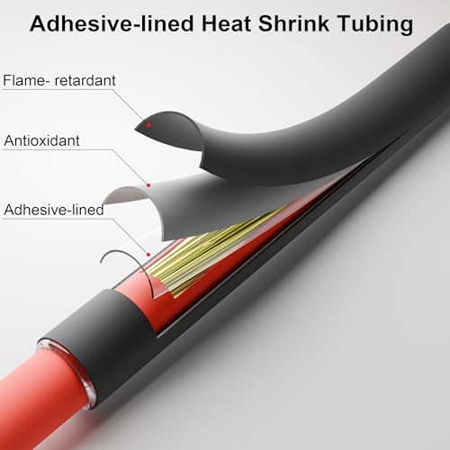 4 FT Diameter 2 Inch 3:1 Heat Shrink Tubing Dual Wall Adhesive Lined Marine Grade Electrical Cable Heat-Shrink Industrial Insulation Wrap Tube Black - color: Black, size: 50mm(2")-4FT