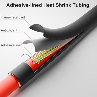 4 FT Diameter 2 Inch 3:1 Heat Shrink Tubing Dual Wall Adhesive Lined Marine Grade Electrical Cable Heat-Shrink Industrial Insulation Wrap Tube Black - color: Black, size: 50mm(2")-4FT