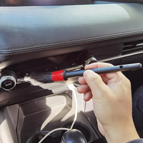 Car Detailing Brush Set of 5 - Boar Hair, Cleaning Brush, Wheel Cleaner Brush, Car Dust Brush, Car Interior Leather Seat and Vent Brush, Parts Cleaner Brush