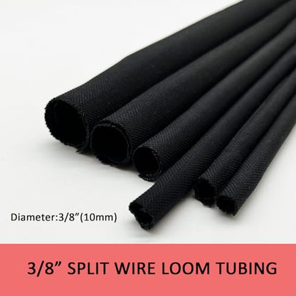 Braided Split Wire Loom Black Wire Cover Protective Harness Tubing Cable Management Self Wrap Cord Sleeve Mesh Woven 3/8"-35ft - size: 3/8"-35ft