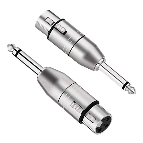 Tisino XLR Female to 1/4 Inch TS Mono Unbalanced XLR Adapter, 2 Pack - color: XLRF to 1/4" TS
