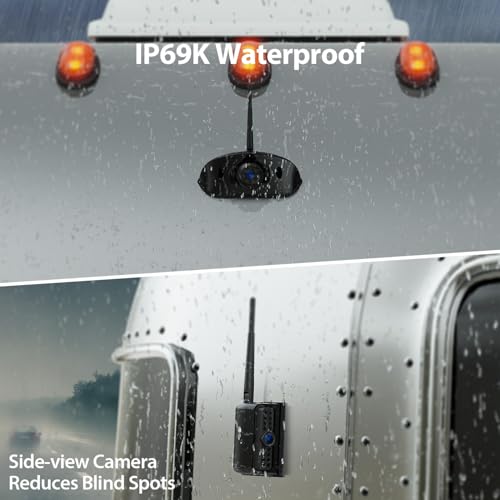 3 Wireless Backup Camera: 10.1'' DVR HD1080P Monitor, 1 Rear View+2 Side View Cameras, IP69K Waterproof, IR Night Vision, Compatible with Furrion Pre-Wired RVs - ZEROXCLUB BY503 - size: 10.1"-3 Cam
