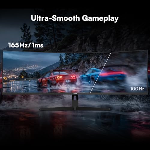 49 Inch Curved Ultrawide Monitor, DQHD 5K, 165Hz | 32:9 1500R VA Display, 1ms MPRT, G-Sync & FreeSync, HDR400, 127% sRGB, Adjustable Stand, HDMI & DP, VESA, Gaming & Creating - size: 49 inch