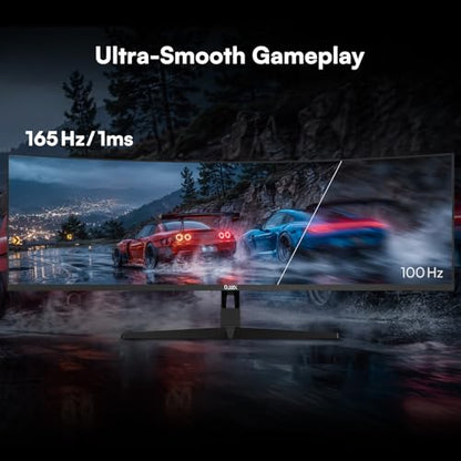 49 Inch Curved Ultrawide Monitor, DQHD 5K, 165Hz | 32:9 1500R VA Display, 1ms MPRT, G-Sync & FreeSync, HDR400, 127% sRGB, Adjustable Stand, HDMI & DP, VESA, Gaming & Creating - size: 49 inch