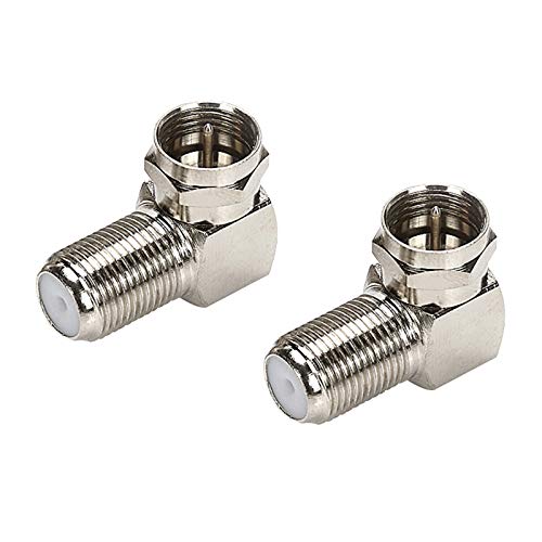 F Type Right Angle 90 Degree Male to Female Cable Connector Coax Adapter Pack of 2