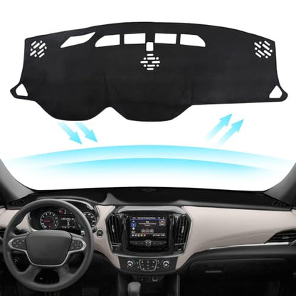 Black Dashboard Dash Board Cover Mat Carpet for Chevy Traverse 2018-2023 Accessories Dash Cover Flannel Material Dash Mat Sunshade - size: for Chevy 2018-2023 Traverse