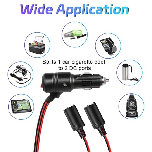 2 Way Car Cigarette Lighter Socket Splitter Accessory with Switch DC 12V-24V Chargers Adapter LED